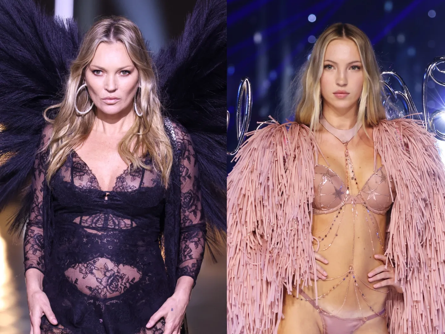 Model Kate Moss ve kızı Lila, Victoria’s Secret defilesinde podyumu salladı