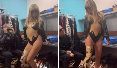 Süper model Heidi Klum, cesur lateks kombiniyle kamera karşısında büyüledi